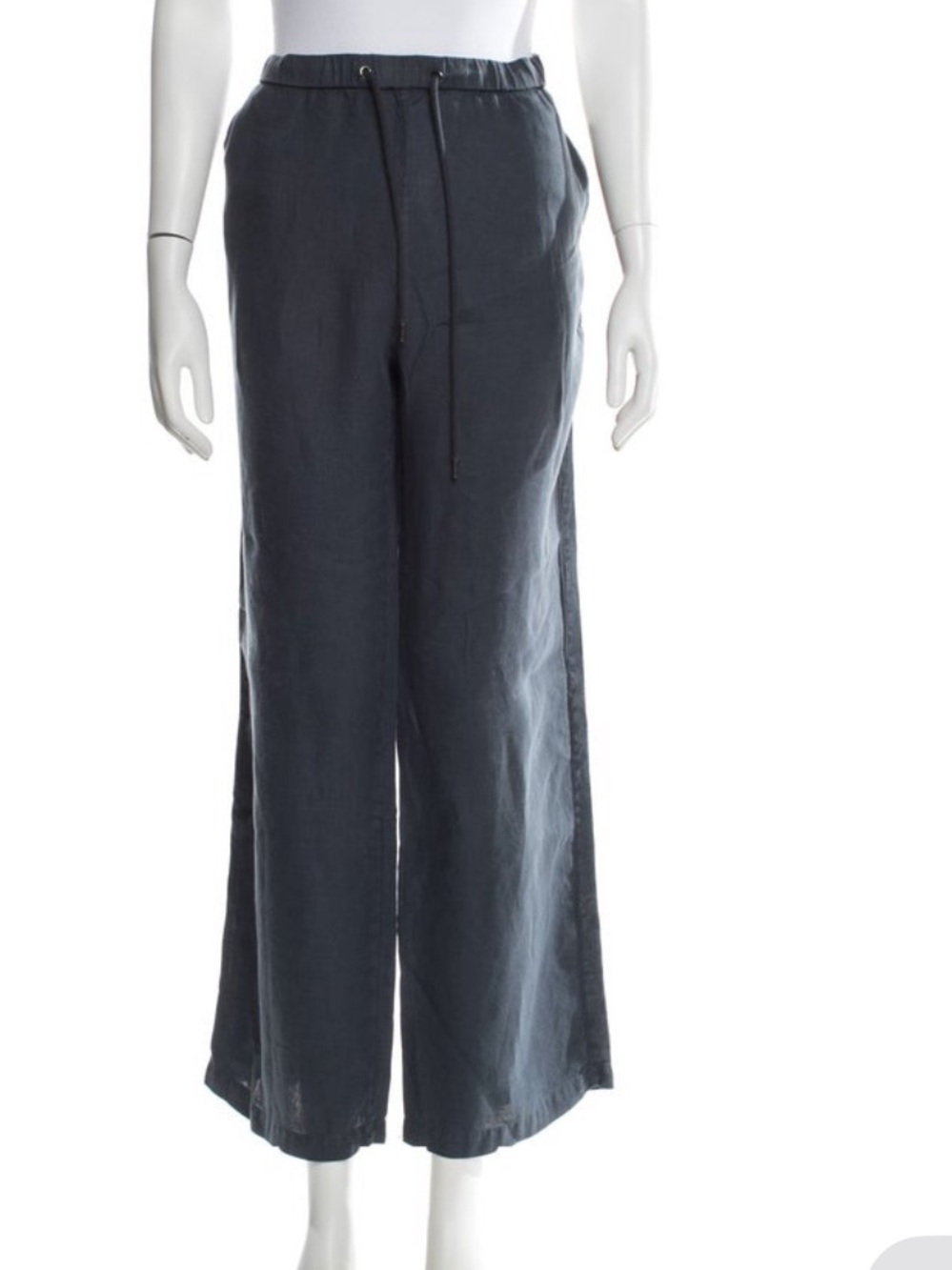 James Perse Blue Linen Drawstring Waist Pants Size 2-Medium